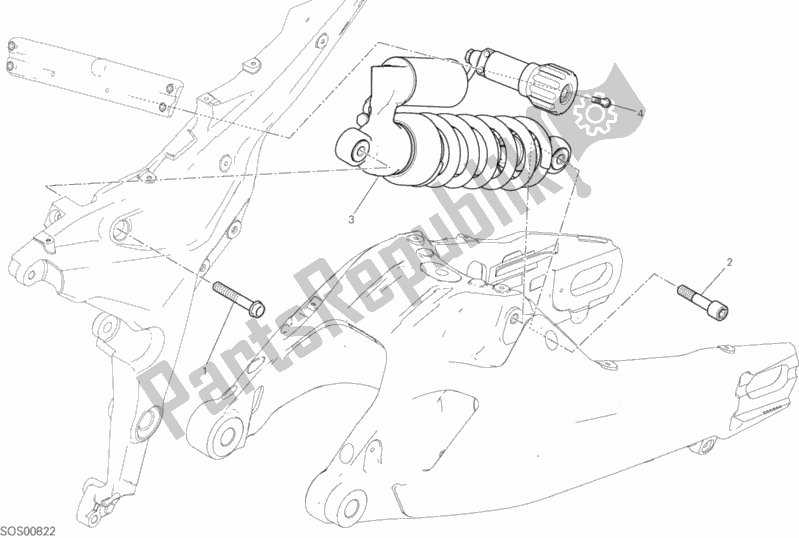 Wszystkie części do Tylny Amortyzator Ducati Multistrada 950 SW USA 2018